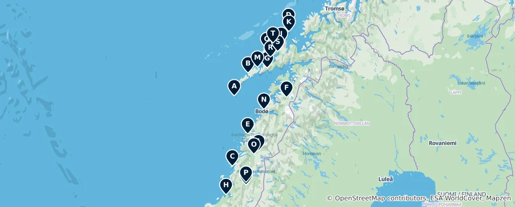Mapa Outdoor Adventure Destinations