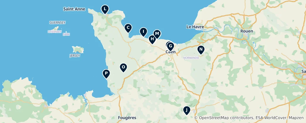 Kaart van Normandy Museums & History