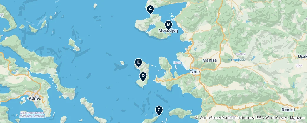 Mapa de Historic Fortresses of the North Aegean