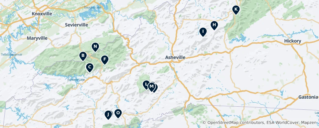 Map of Waterfalls & Scenic Peaks