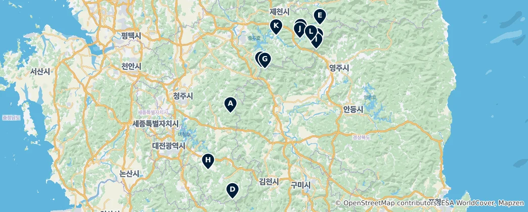 Karte von Chungcheongbuk-do's Absolute Must-Sees