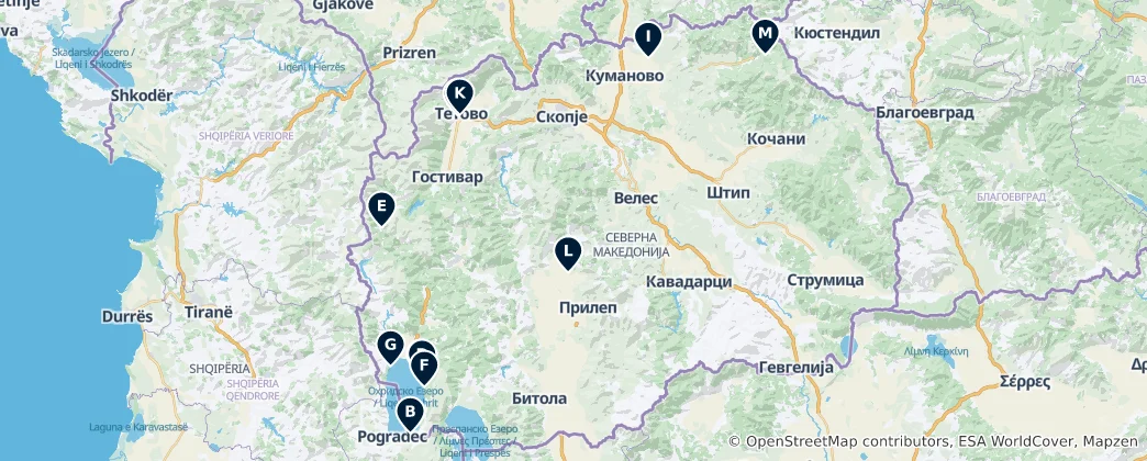 Carte de North Macedonia's Sacred Sites