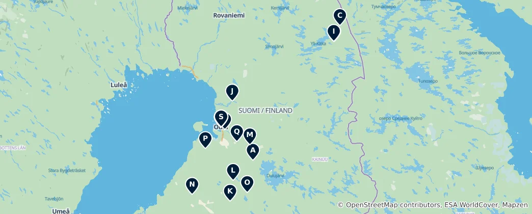 Karte von Die absoluten Must-Sees in Nordösterbotten
