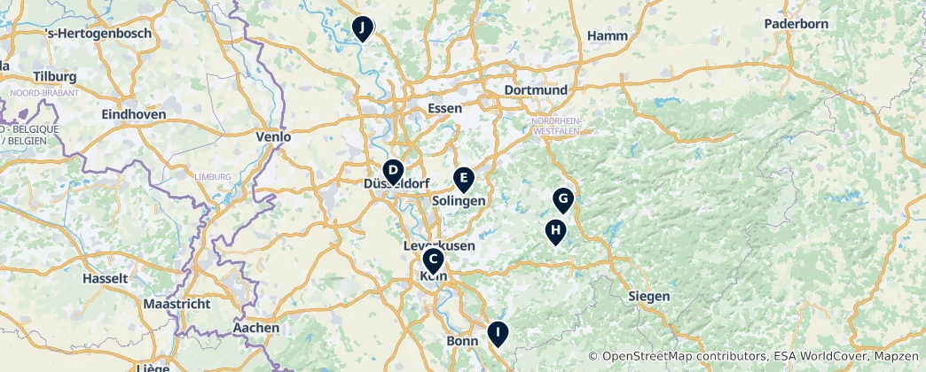 Mapa Architectural Highlights of Cologne