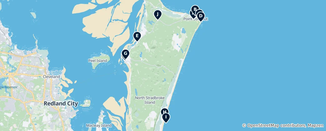 Mappa di North Stradbroke Island Essentials
