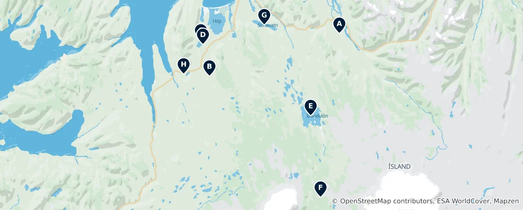 Map of Waterfalls and Lakes