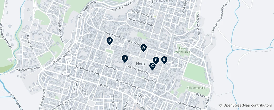 Map of Historic Churches of Noto