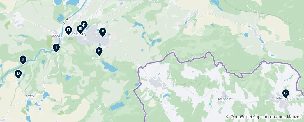 Mapa Nové Hrady Must-Sees