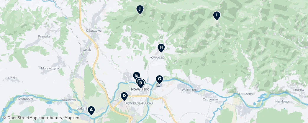 Nowy Targ Highlights – Mapa
