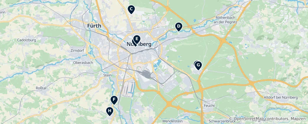 Map of Castles and Towers of Nuremberg