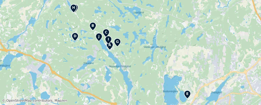 Mapa Základní potřeby pro Národní park Nuuksio