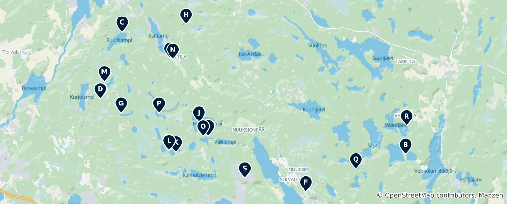 Mapa Wilderness Camping & Shelters