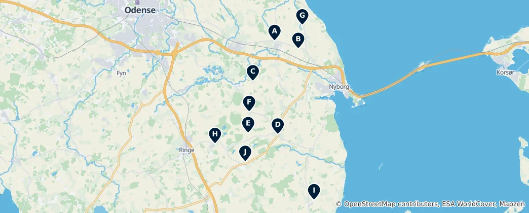 Mapa Historic Churches in Nyborg