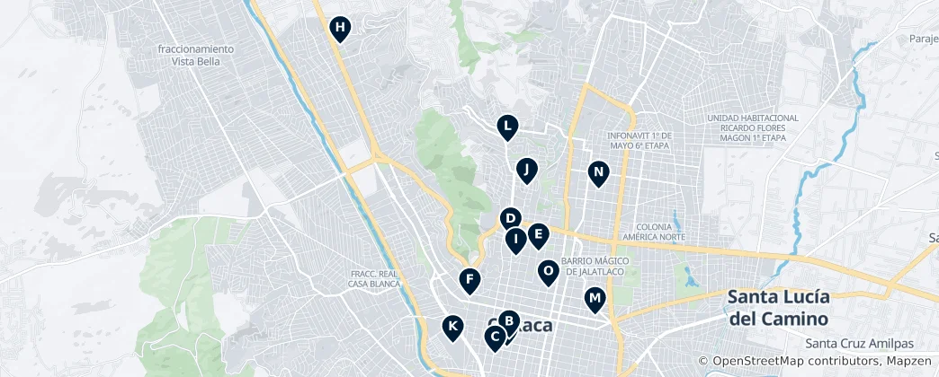 Map of Oaxaca Markets and Crafts