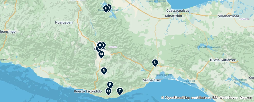 Mappa di Oaxaca Markets and Crafts