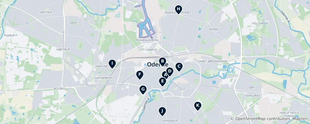 Mapa Historic Churches of Odense