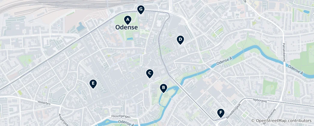 Mappa di Odense Parks and Squares