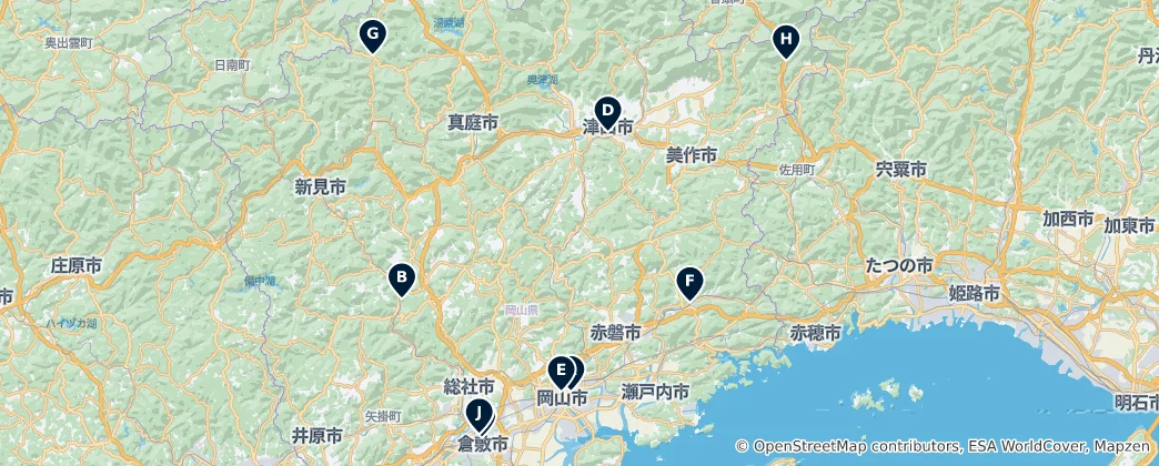 Mapa Okayama Prefecture's Absolute Essentials