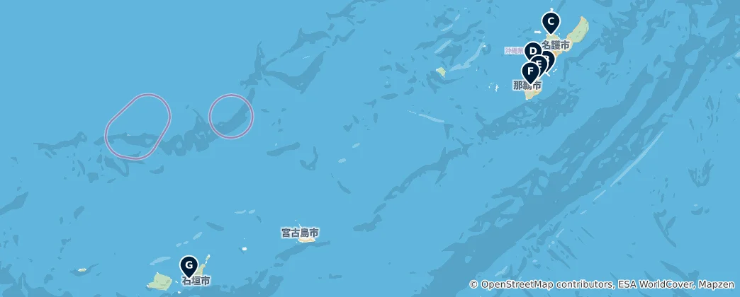 Map of Okinawa's Historic Treasures