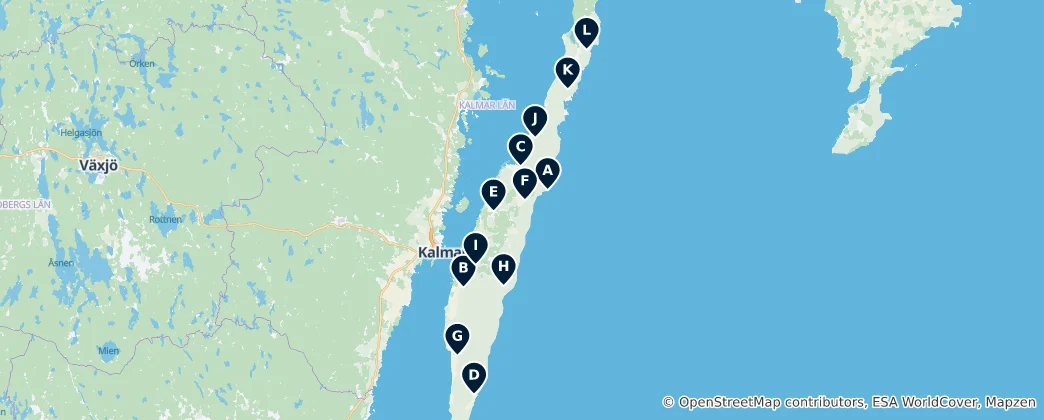 Mapa Öland's Historic Churches
