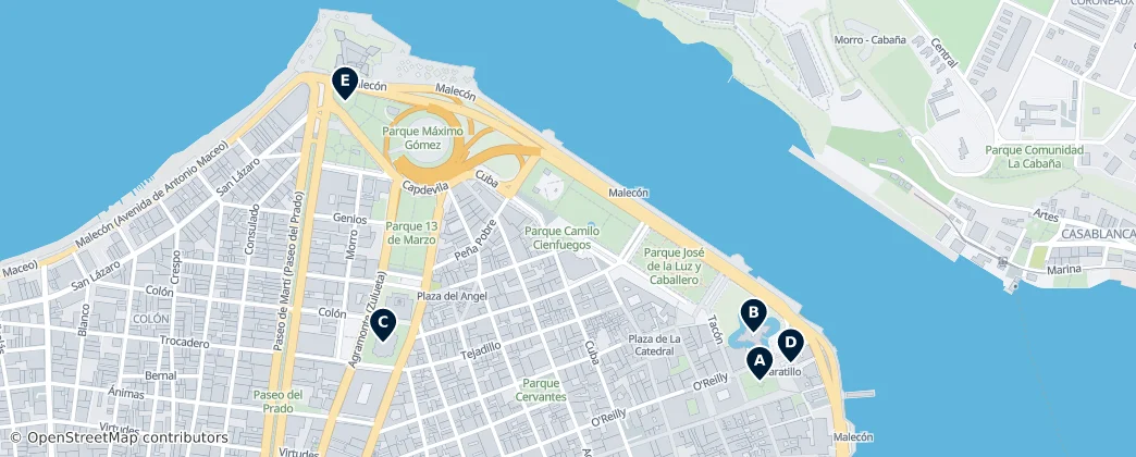 Map of Historic Landmarks of Old Havana