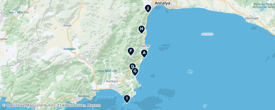 Mapa Olimpos Beydağları National Park Essentials