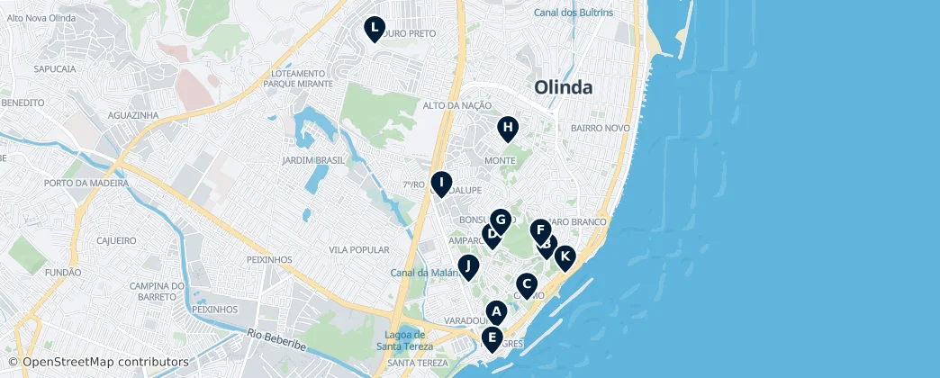 Mapa Historic Churches of Olinda