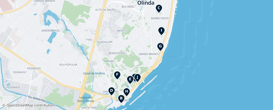 Map of Parks and Squares of Olinda