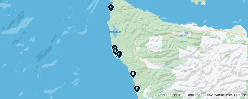 Mapa Best Beaches & Coasts