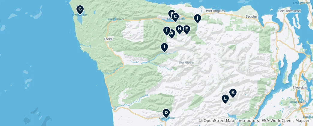Map of Lakes and Waterfalls