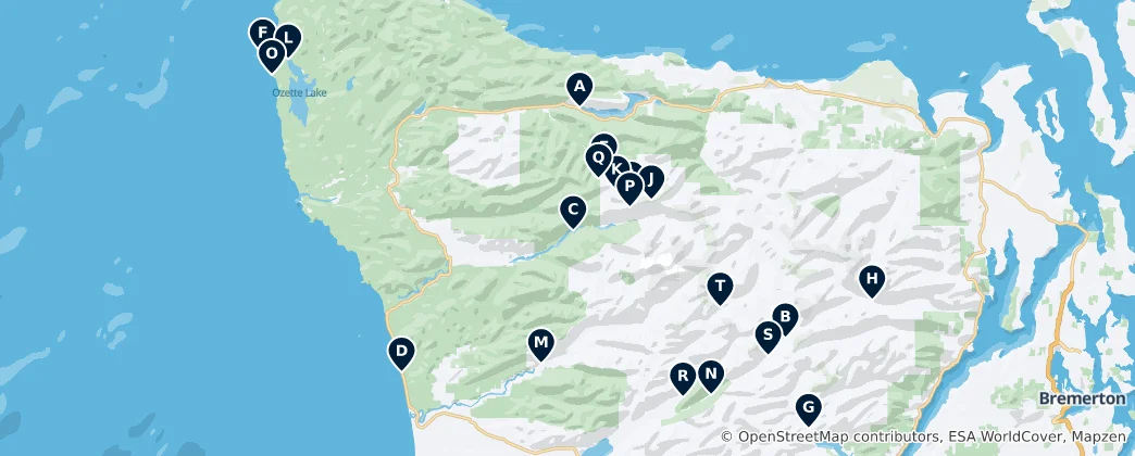 Map of Olympic National Park Camping