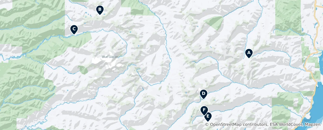 Map of Rustic Shelters & Cabins