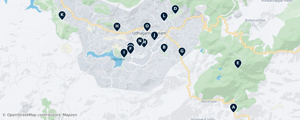 Map of Udhagamandalam's Unmissable Heritage and Nature