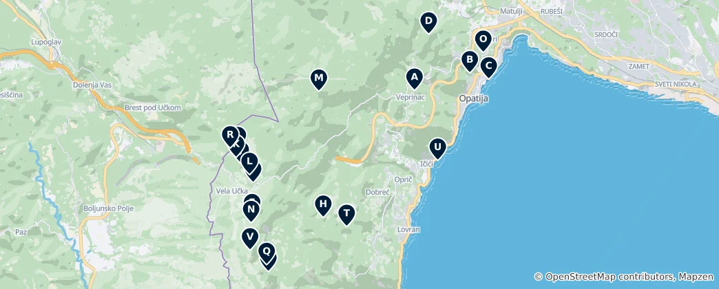 Mappa di Opatija Riviera Scenic Views