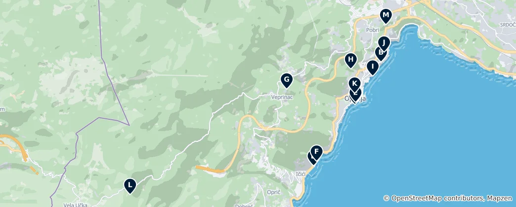 Mapa Opatija's Crown Jewels