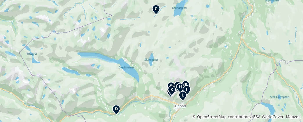 Map of Winter Sports in Oppdal