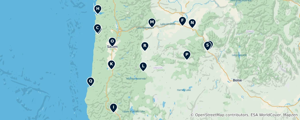 Mappa di Oregon Museums and Galleries