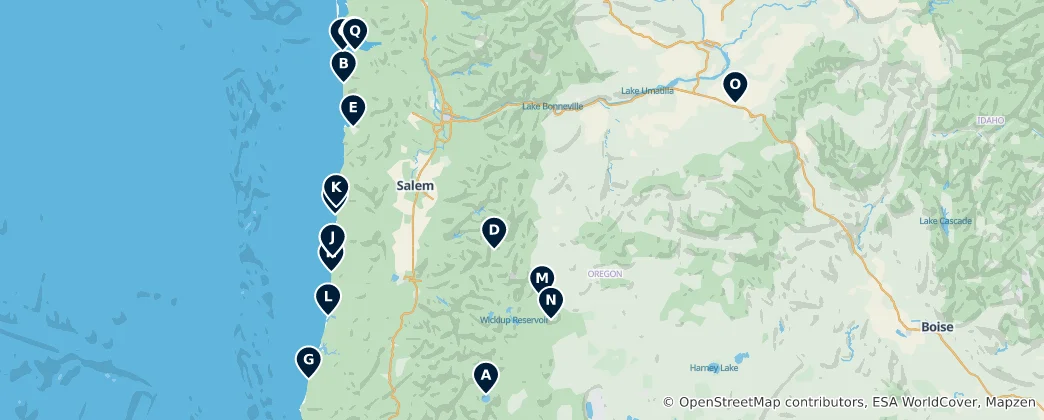 Mapa Oregon's Absolute Essentials