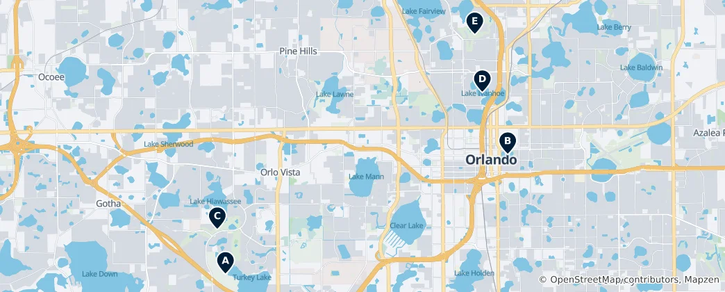 Map of Orlando Parks & Golf