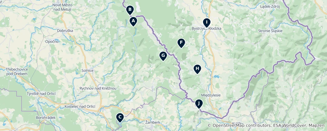 Mapa Orlické Mountains Essentials