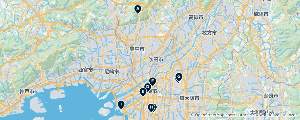 Mapa Editor's Choice Osaka