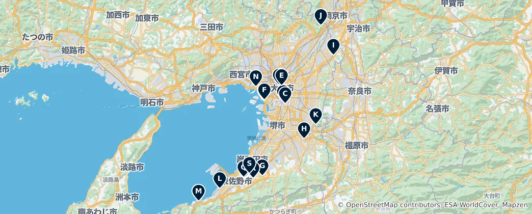 Mapa Osaka's Best Views