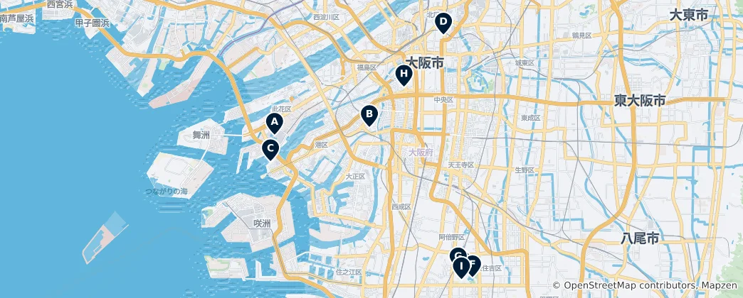 Mapa Osaka Entertainment & Sports