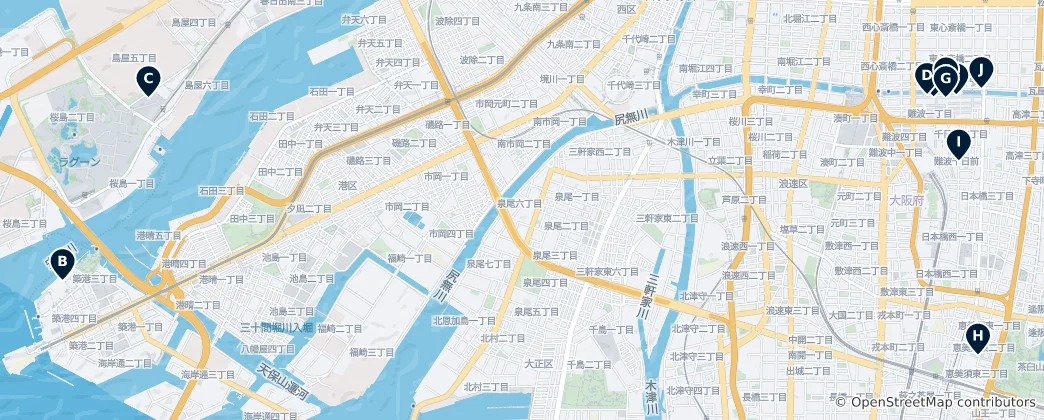 Karte von Osaka Food & Drink