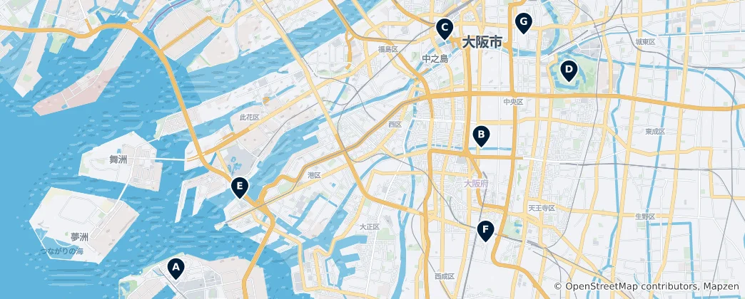 Osaka Landmarks Haritası