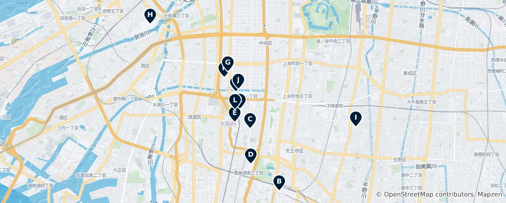 Mapa Osaka's Best Shopping
