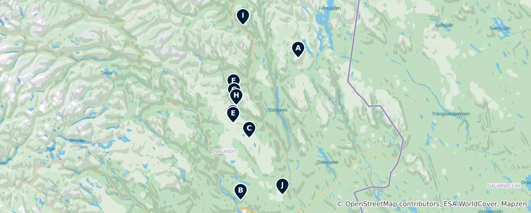 Mapa Scenic Peaks and Hills