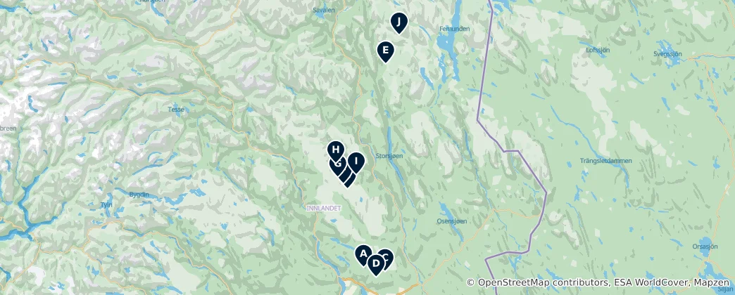 Mappa di Wilderness Huts and Shelters