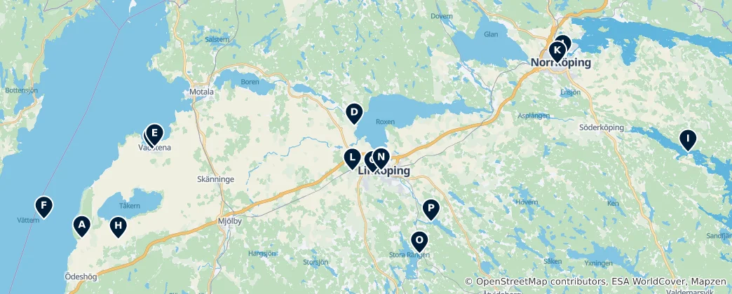 Östergötlands län Unmissables 지도