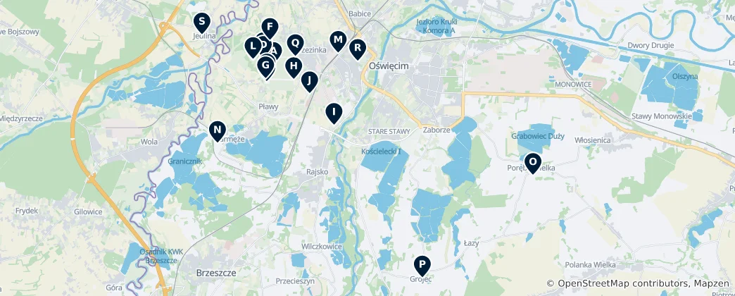 Map of Oświęcim Gmina: Essential Historical Sites